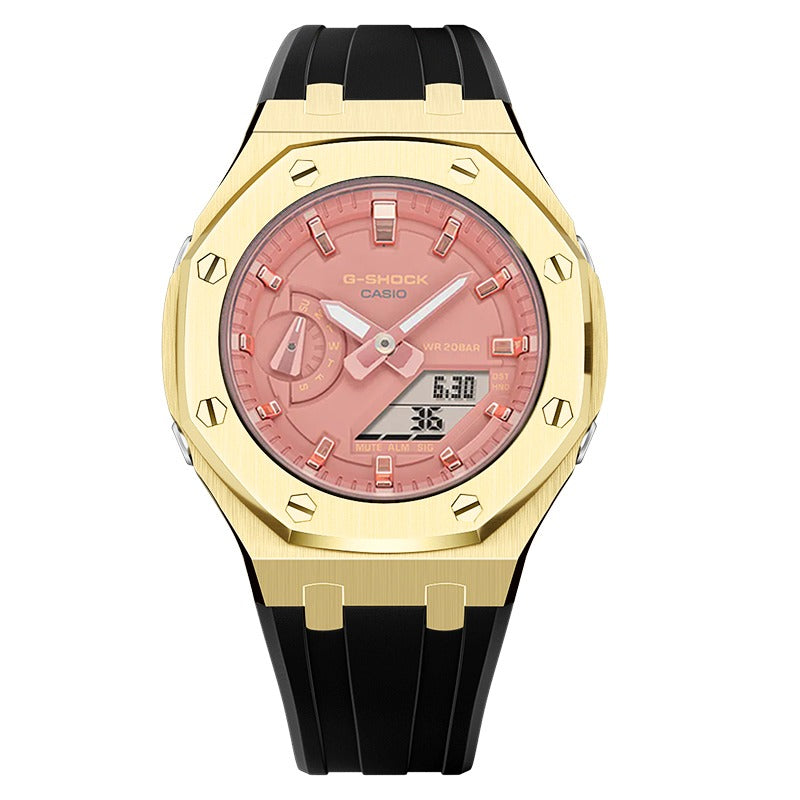 CasiOak GMA-S2100 42mm gold with rubber strap