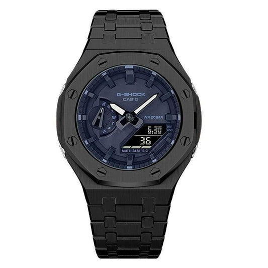 CasiOak GMA-S2100 42mm black with stainless steel bracelet