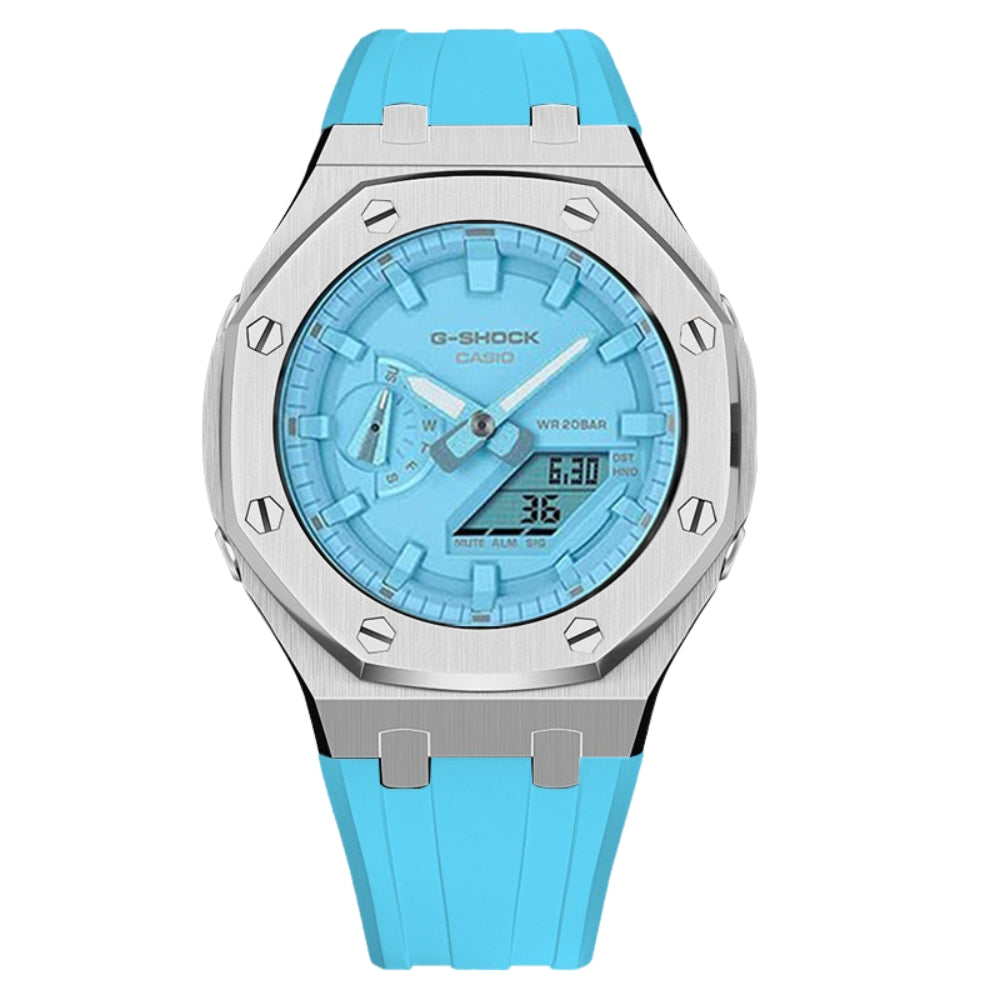 CasiOak GA-2100-2A2 45mm Gen 4 Silver & Turquoise