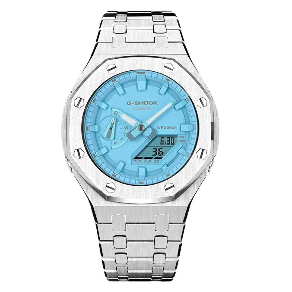 CasiOak GA-2100-2A2 45mm Gen 4 Silver & Turquoise