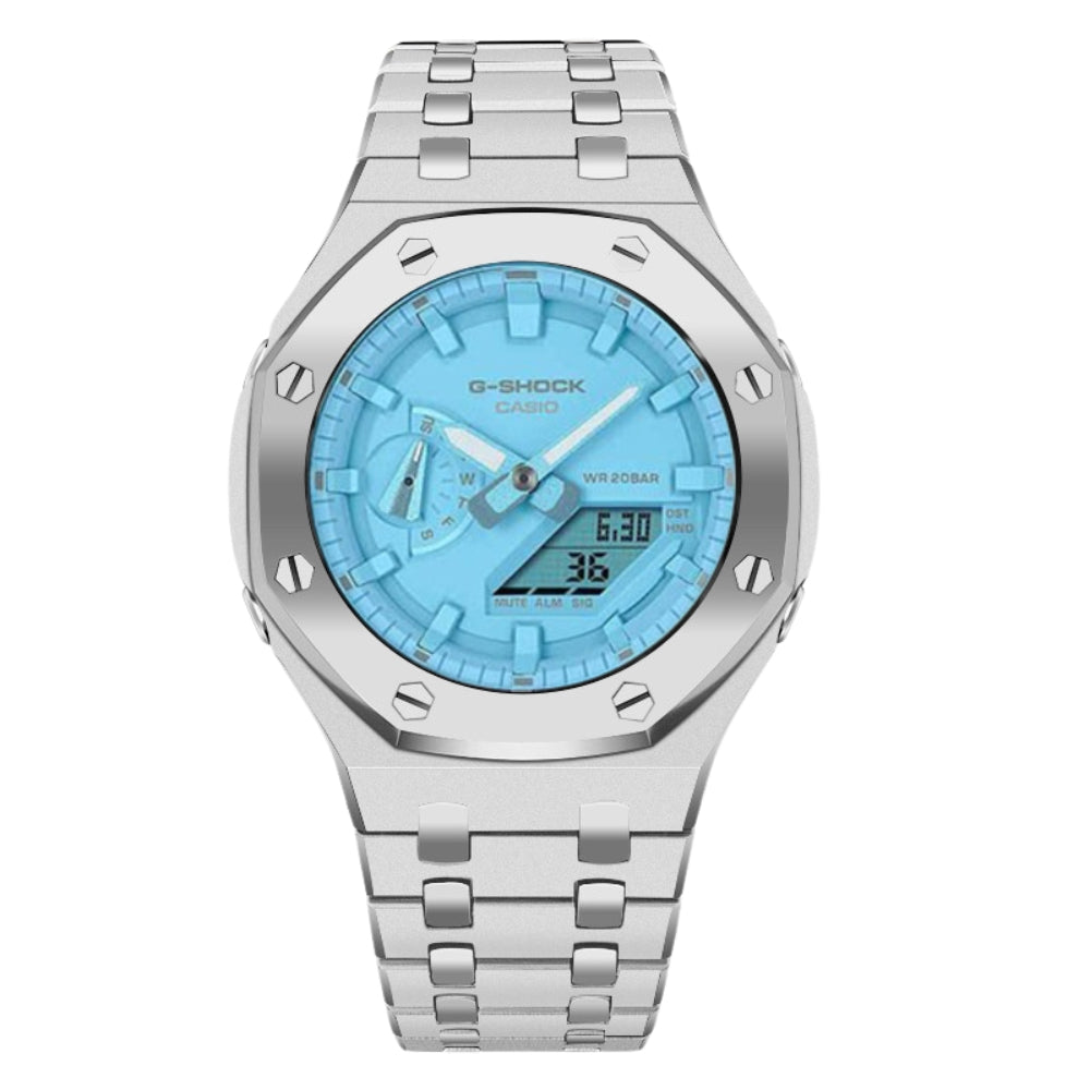 CasiOak GA-2100-2A2 45mm Gen 4 Silver & Turquoise