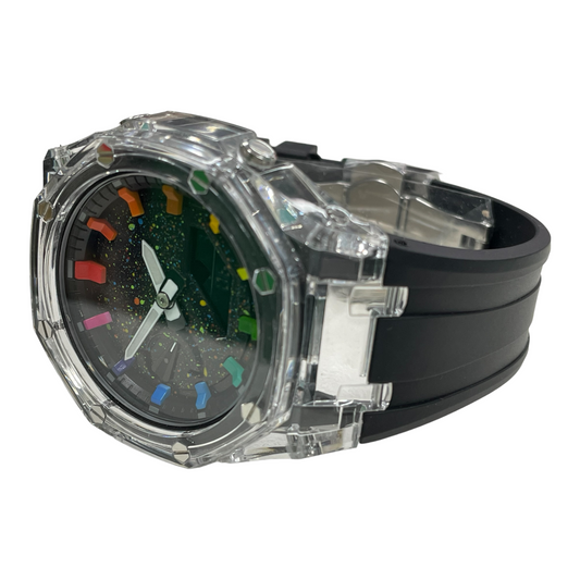 Rainbow constellation GA-2100 clear with rubber strap