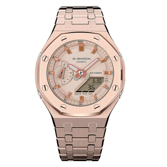 CasiOak GMA-S2100 42mm rose gold with stainless steel bracelet