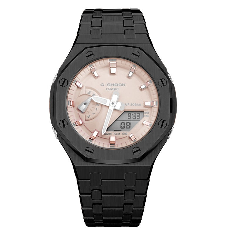 CasiOak GMA-S2100 42mm black with stainless steel bracelet