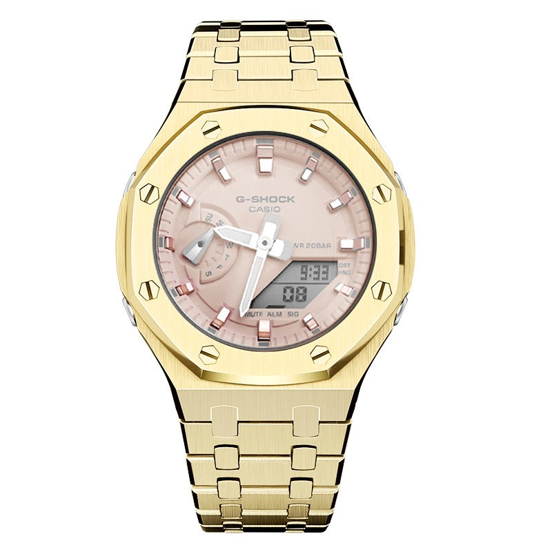 CasiOak GMA-S2100 42mm gold with stainless steel bracelet