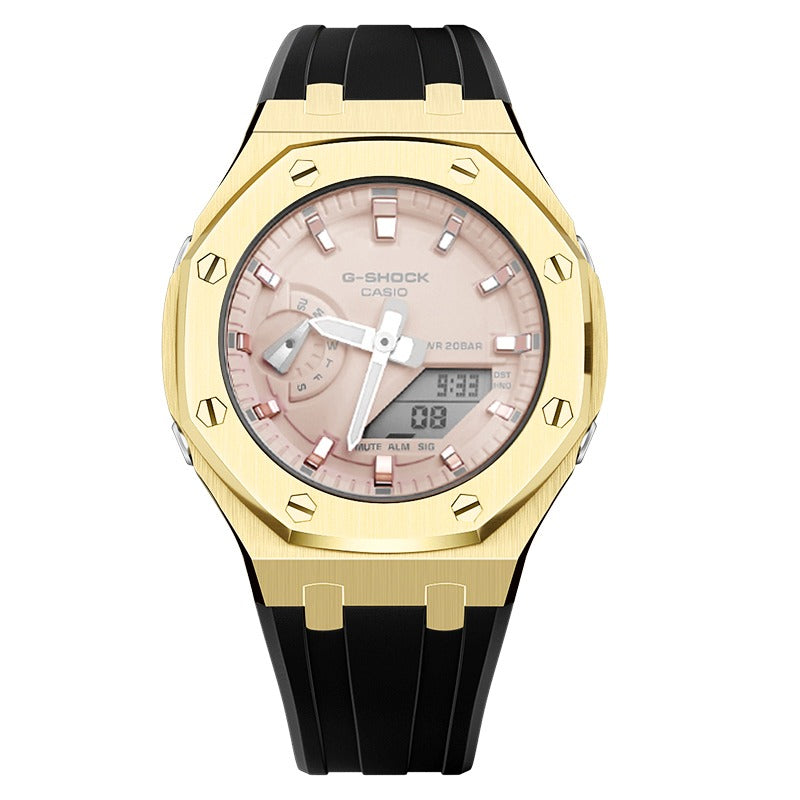 CasiOak GMA-S2100 42mm gold with rubber strap