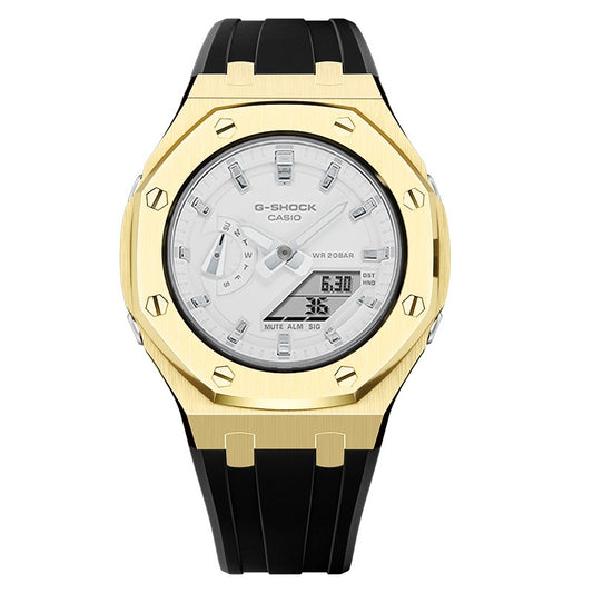 CasiOak GMA-S2100 42mm gold with rubber strap