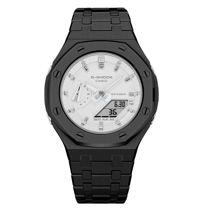 CasiOak GMA-S2100 42mm black with stainless steel bracelet
