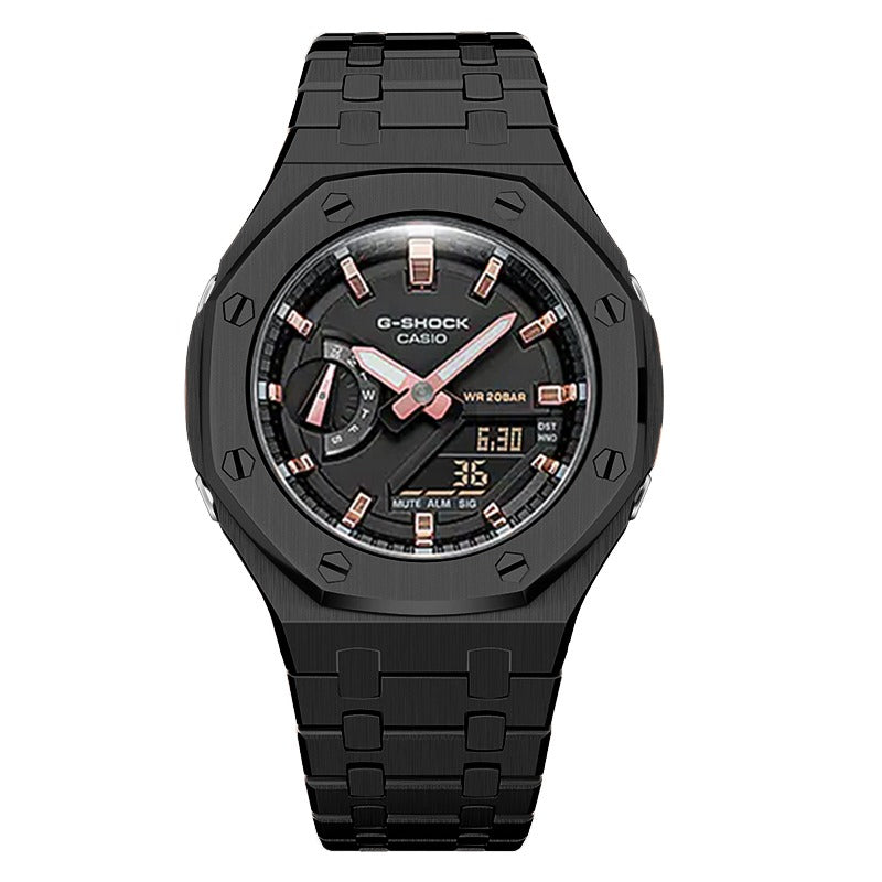 CasiOak GMA-S2100 42mm black with stainless steel bracelet