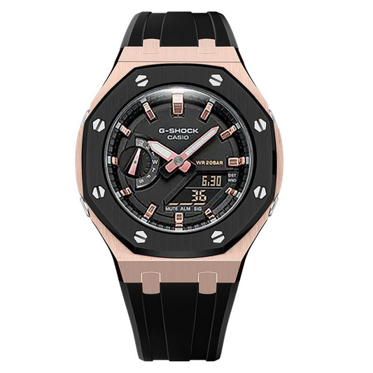 CasiOak GMA-S2100-1A 42mm rose/black & black rubber strap