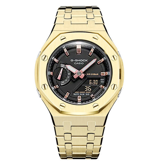 CasiOak GMA-S2100 42mm gold with stainless steel bracelet