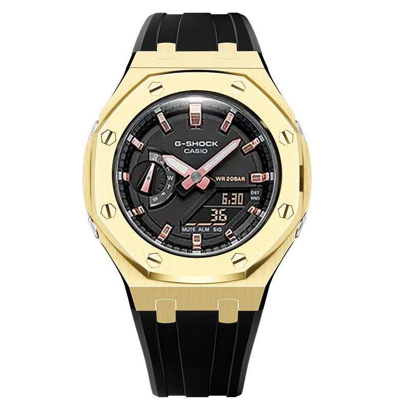 CasiOak GMA-S2100 42mm gold with rubber strap