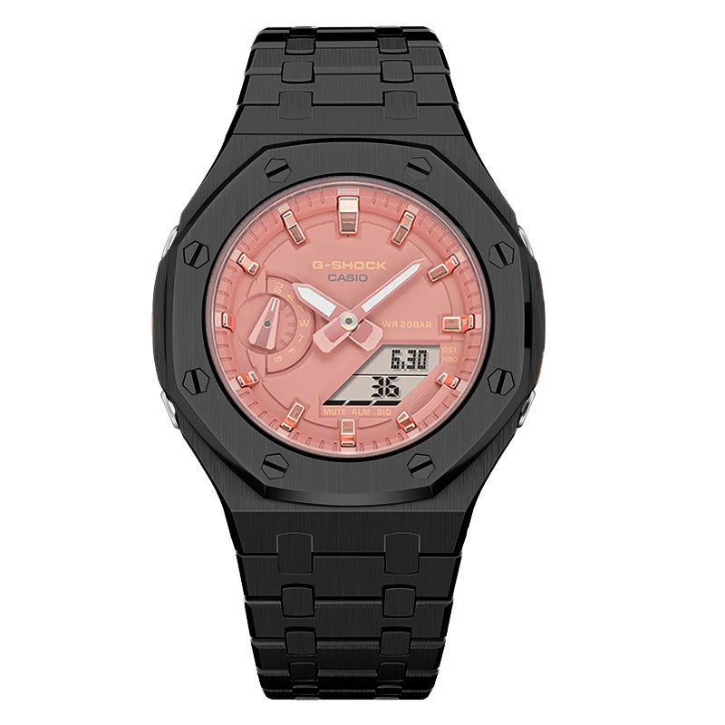 CasiOak GMA-S2100 42mm black with stainless steel bracelet