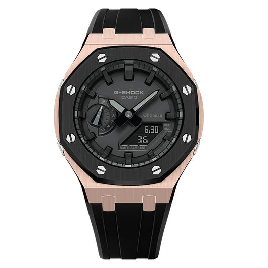 CasiOak GA-2100-1A1 45mm rose/black with rubber strap