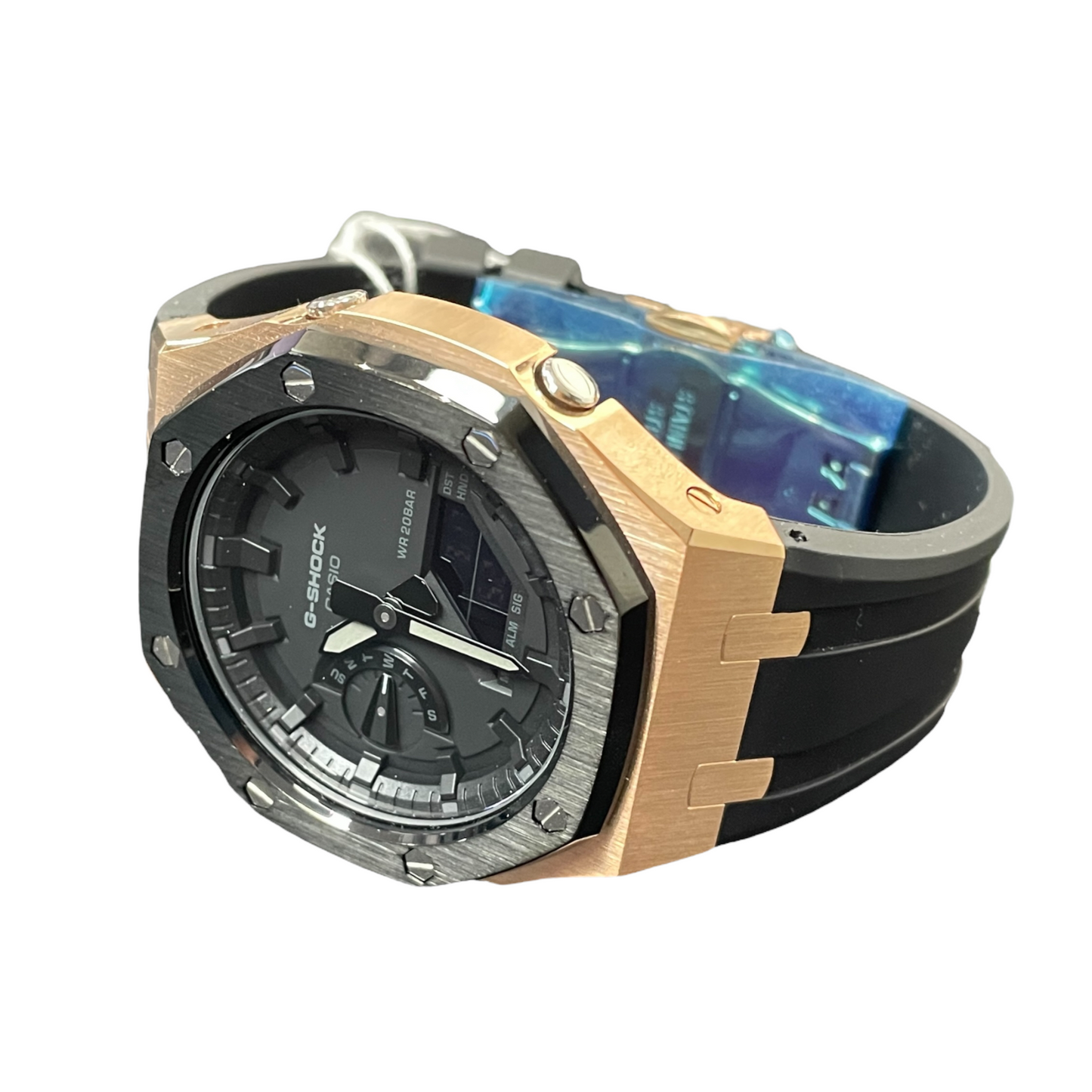 CasiOak GA-2100-1A1 45mm rose/black with rubber strap