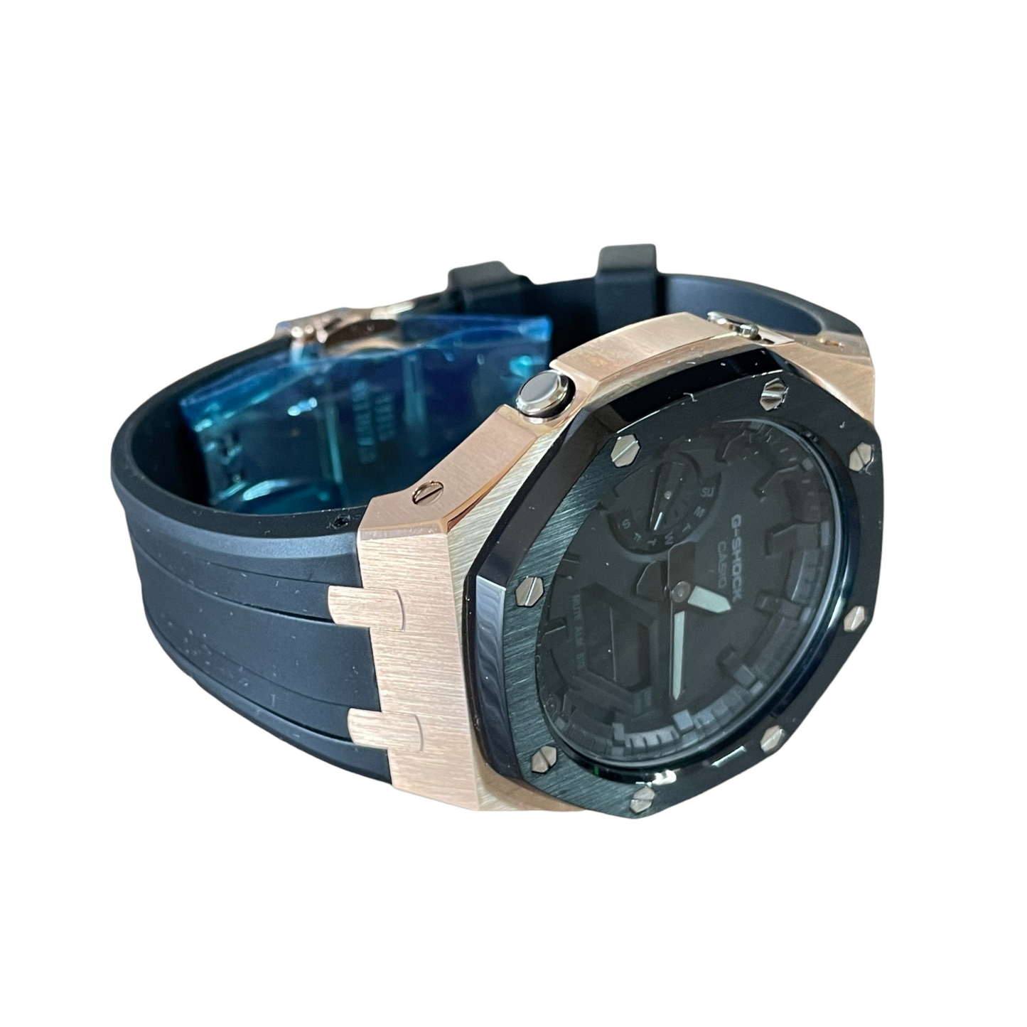 CasiOak GA-2100-1A1 45mm rose/black with rubber strap